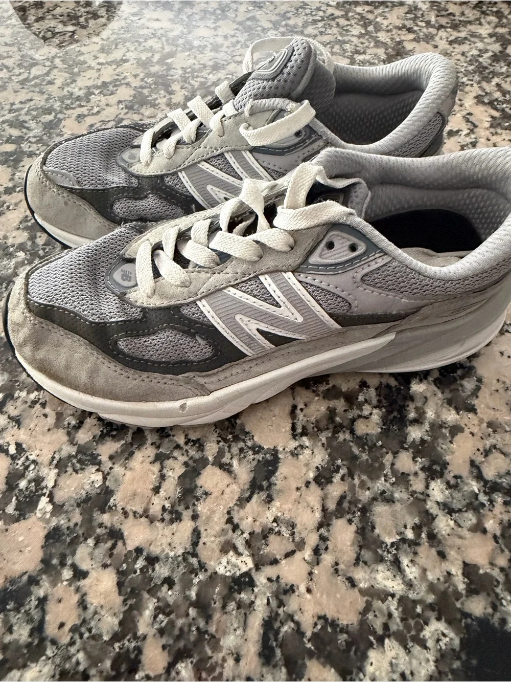 New Balance Kids Grey Suede & Mesh Sneakers